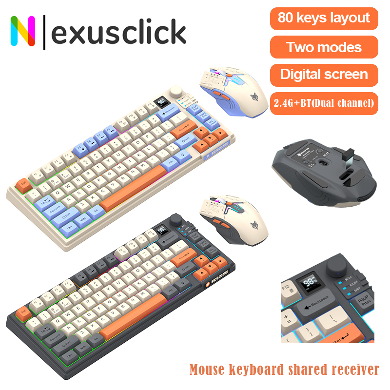 Gaming Keyboard Extension - Premium Dual-Mode 2.4G+Bluetooth Tastatur-Maus-Kombination, wiederaufladbare Tastatur